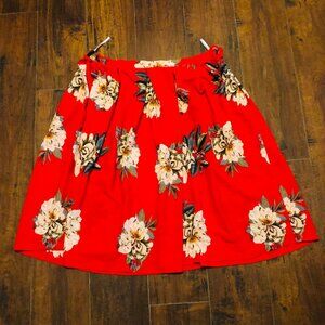 TIKI HAWAIIAN VIBE FLORAL RED SKIRT
